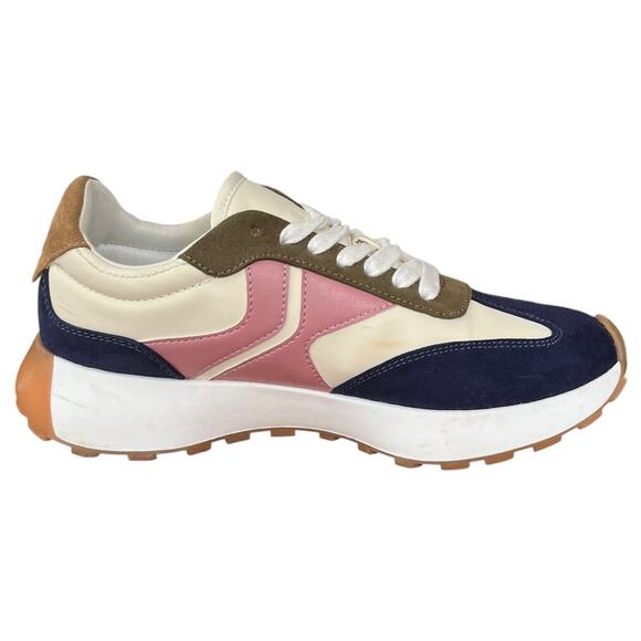 Steve Madden Escapade Sporty Sneaker Navy Pink Green Cream Women's 8.5 - Picture 2 of 9